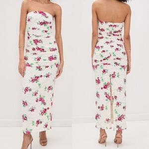 AFRM Marlo Crochet Lace Maxi Dress Pink And White Floral Size S